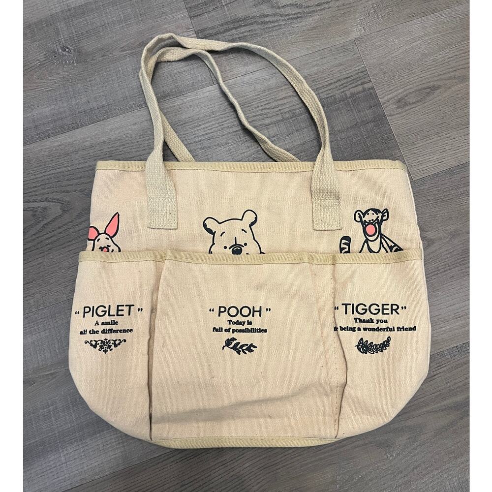 Zipper Close Canvas Bag w/ Pockets